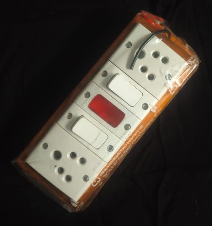 White & Brown Combination 2in1 Plug Socket with 2Switches Including Indicator