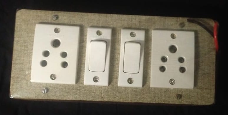 White&Brown 2in1 Sockets(2) With 2 Switches Board