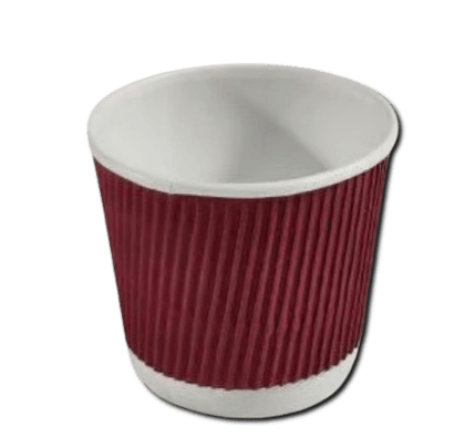 Paper Coffee Cups with White Rolled Rim - 25 Pack