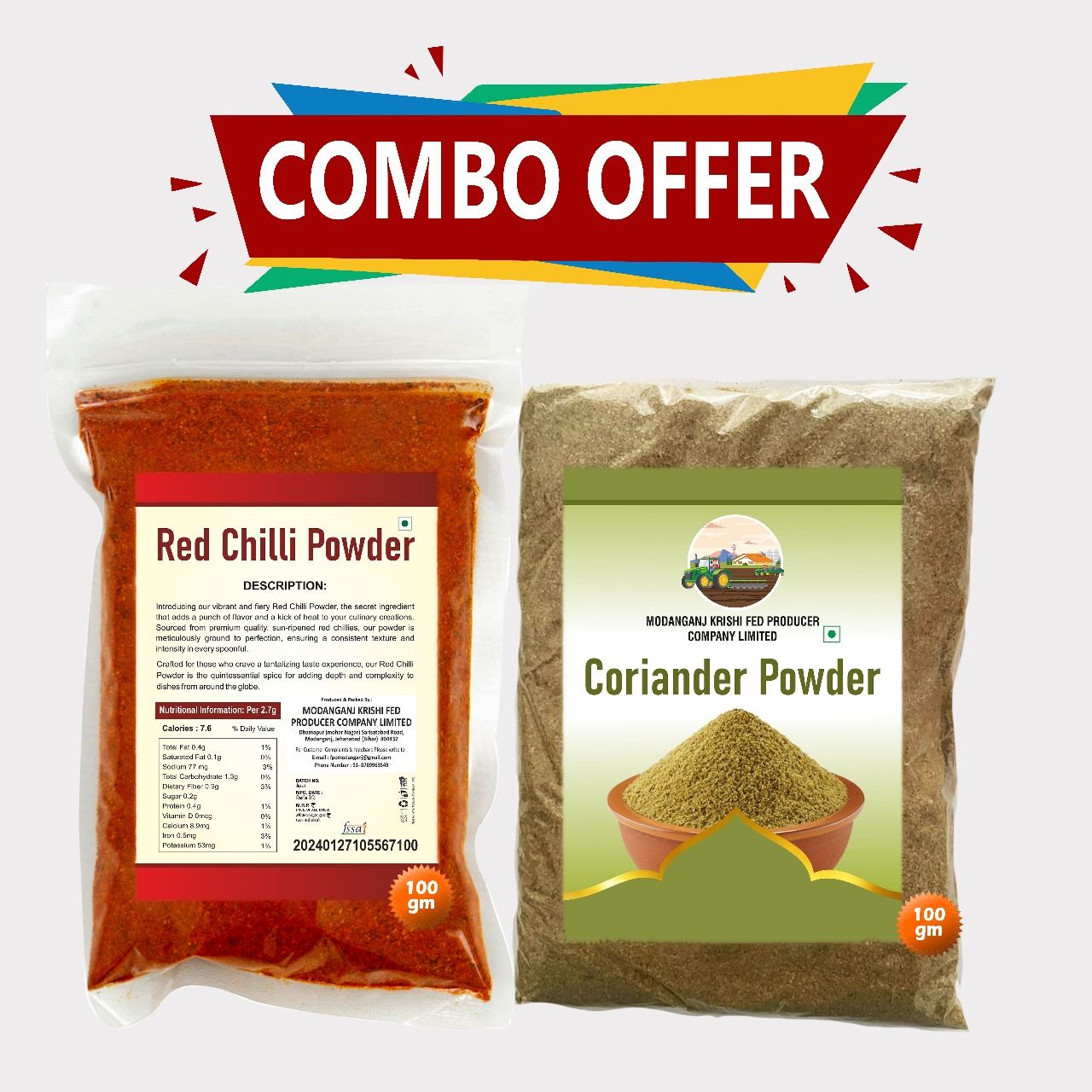 Combo of Red Chilli and Coriander Powder