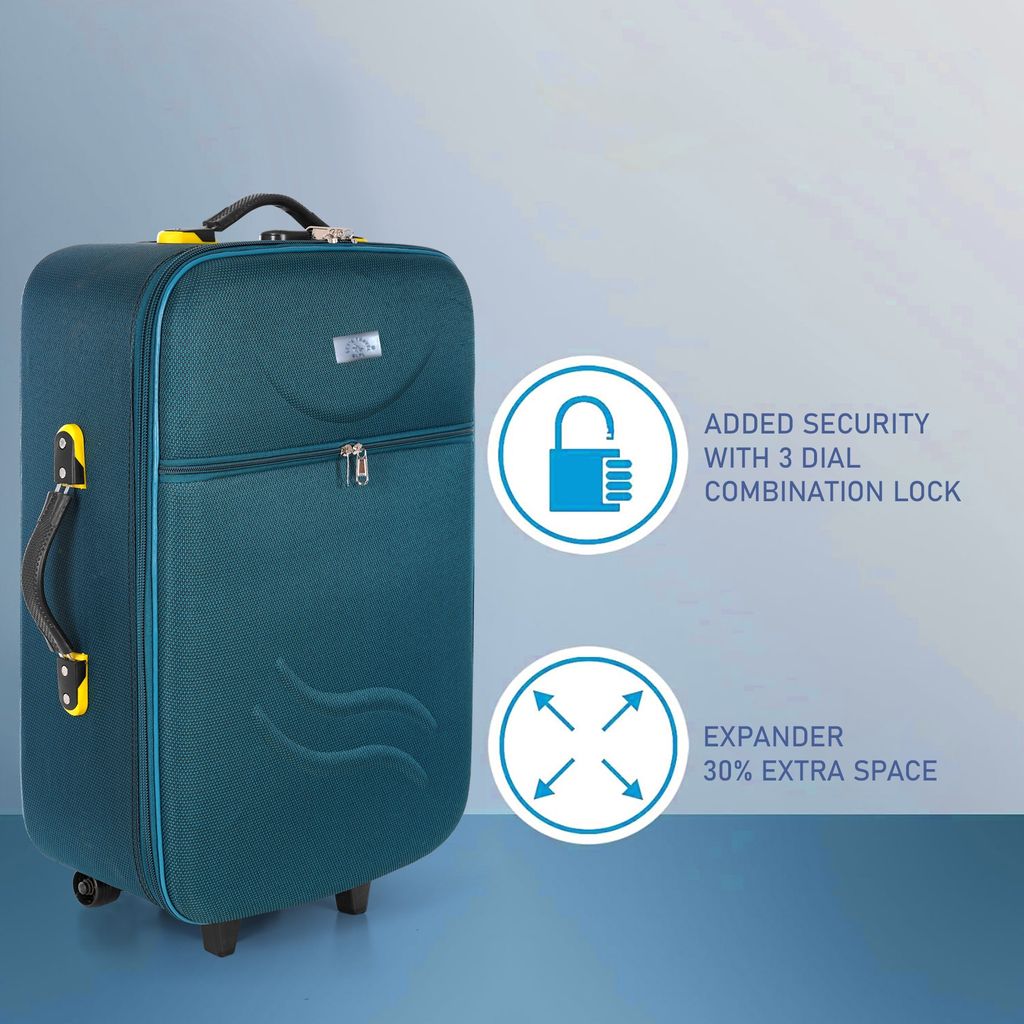 Carry-On Luggage, Lightweight and Durable Suitcase with Spinner Wheels, Teal 22