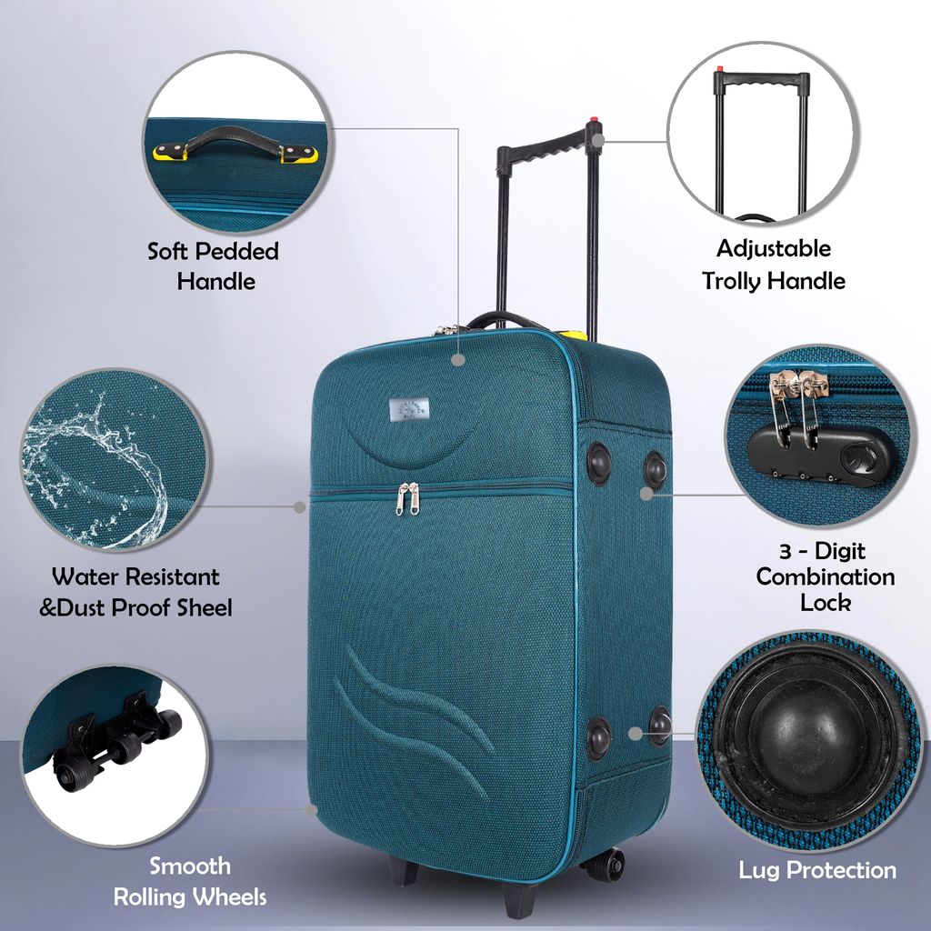 Carry-On Luggage, Lightweight and Durable Suitcase with Spinner Wheels, Teal 22