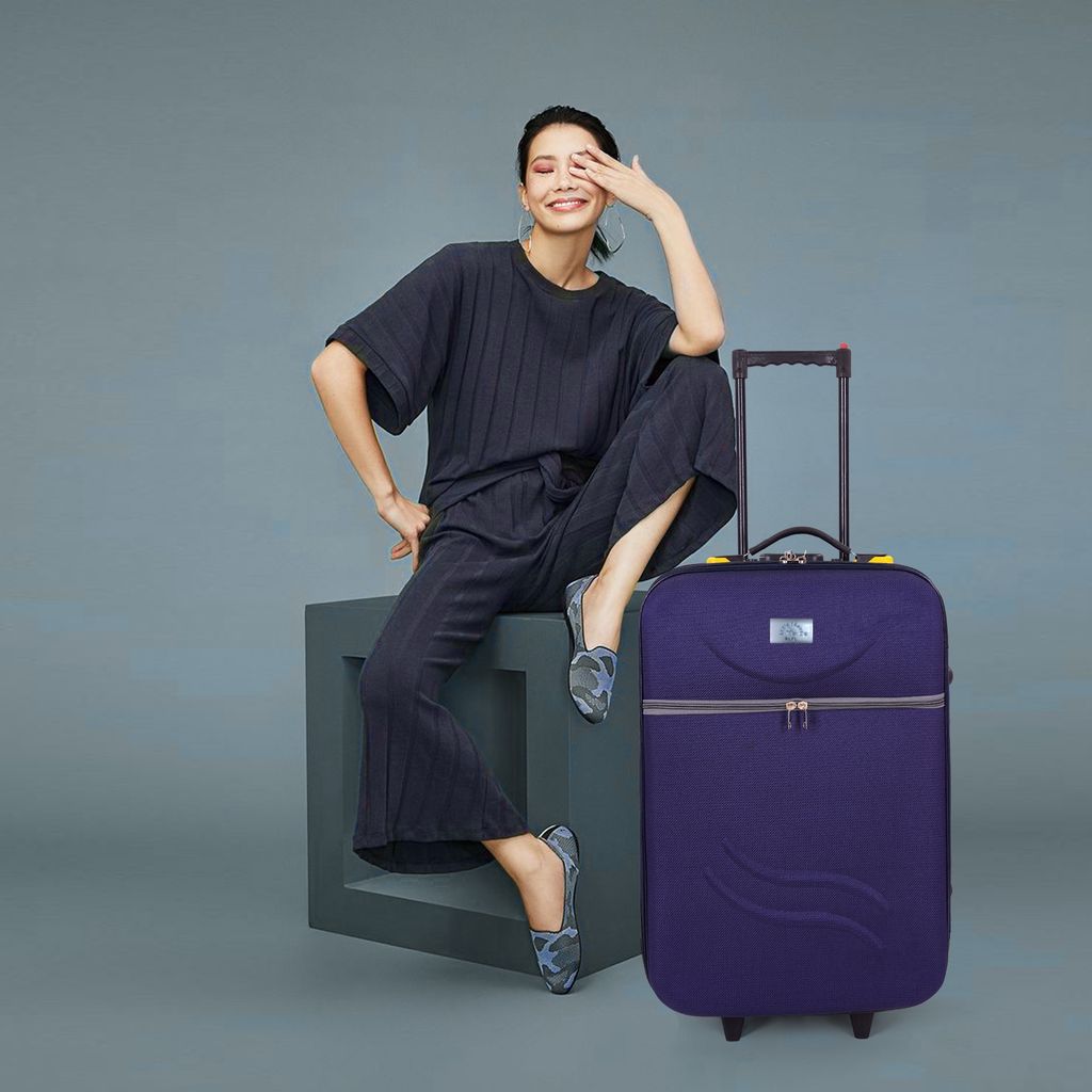 "Blue Hardside Carry-On Suitcase with Spinner Wheels"