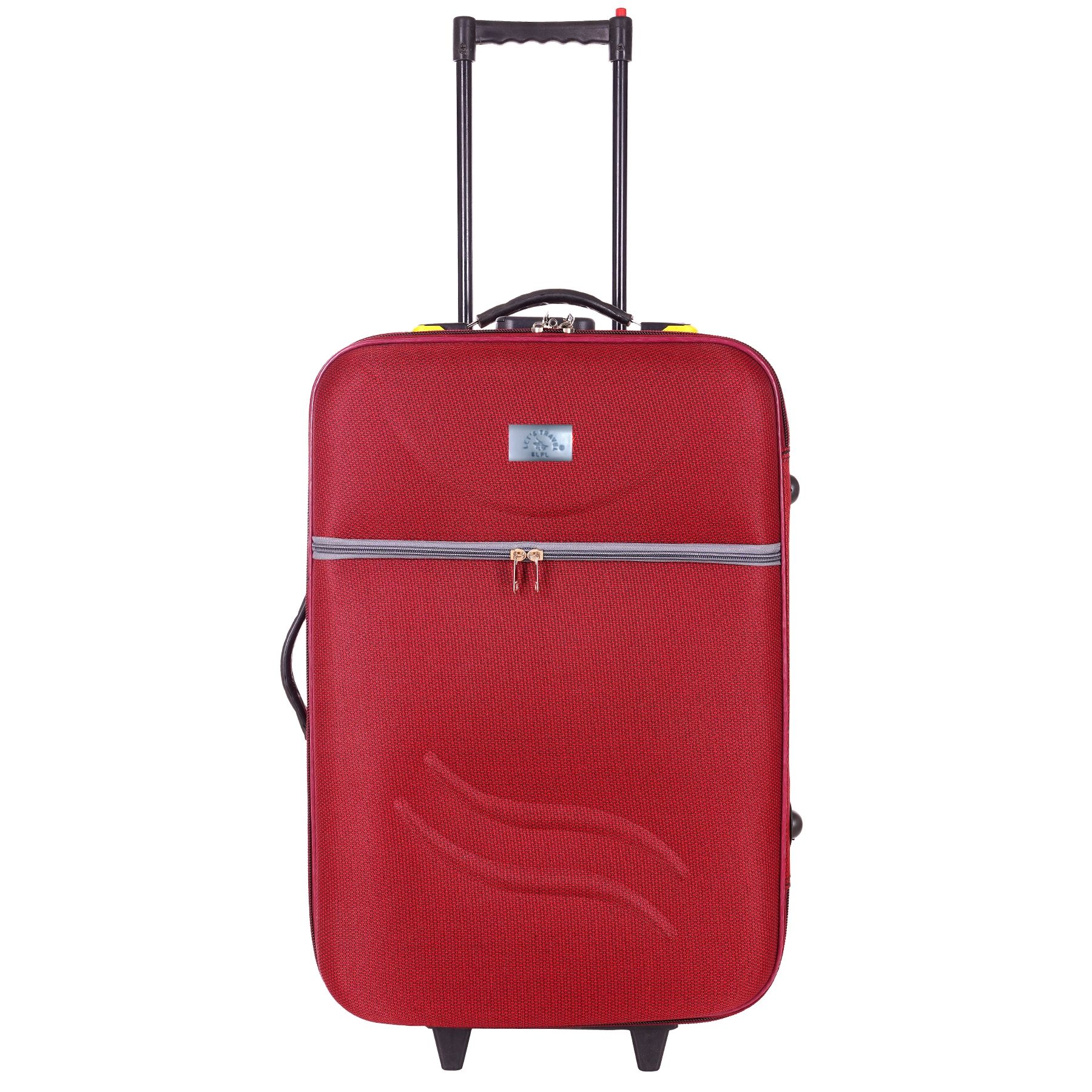 **Red carry-on suitcase with 2 wheels and a retractable handle**