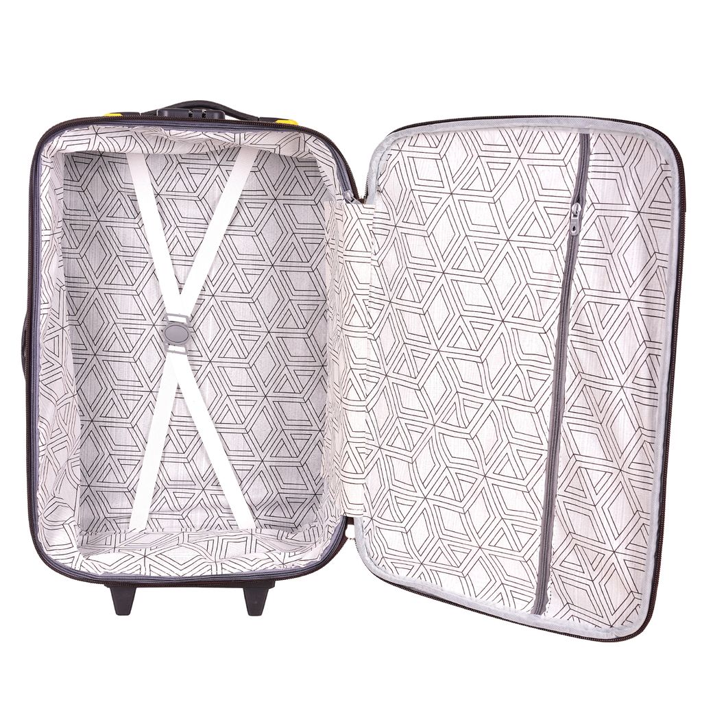 Brown 2-Wheel Carry-On Suitcase with Telescoping Handle and Secure Zipper Closures