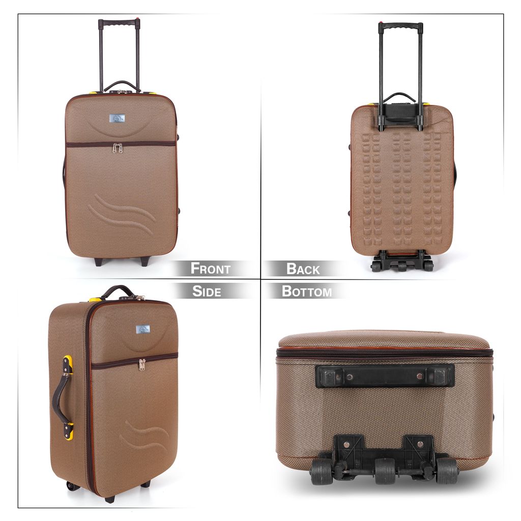Brown 2-Wheel Carry-On Suitcase with Telescoping Handle and Secure Zipper Closures