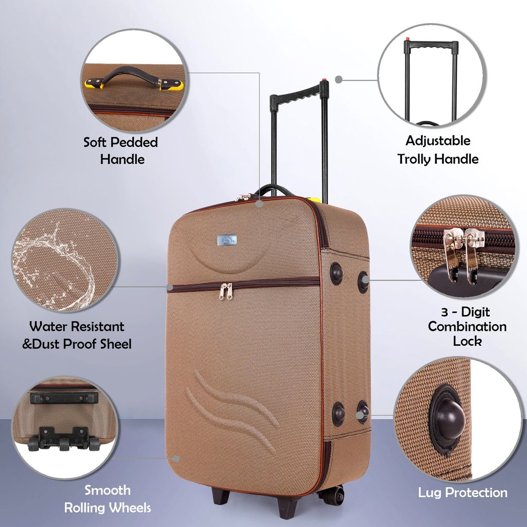 Brown 2-Wheel Carry-On Suitcase with Telescoping Handle and Secure Zipper Closures