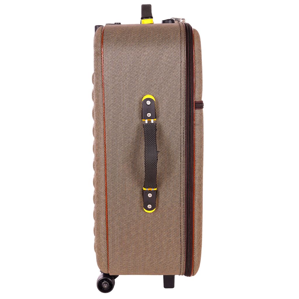 Brown 2-Wheel Carry-On Suitcase with Telescoping Handle and Secure Zipper Closures