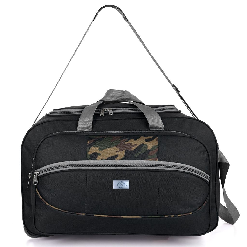 Black and Green Camouflage Wheeled Carry-On Luggage Bag