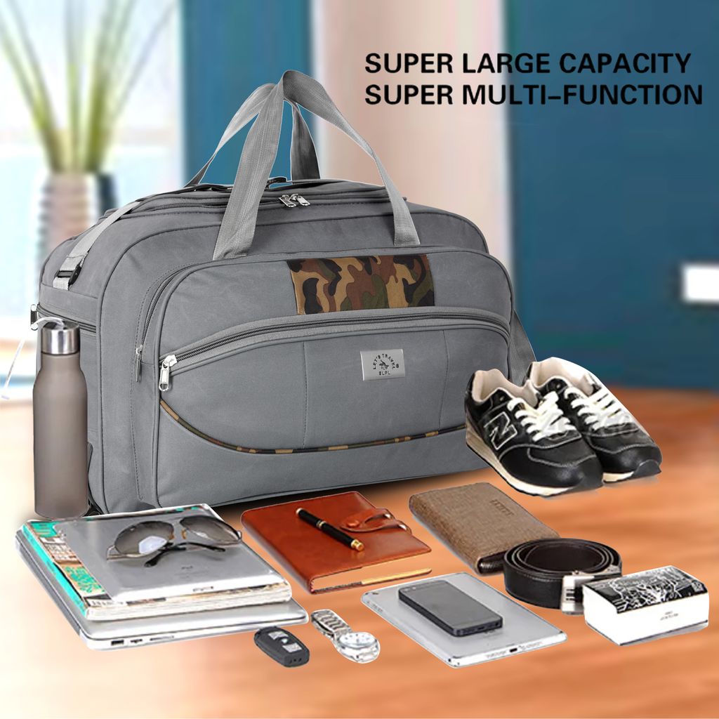 Letstravel Large Capacity Waterproof Travel Duffel Bag with Shoe Compartment, Weekender Overnight Bag, Gym Sports Bag for Men and Women, Grey