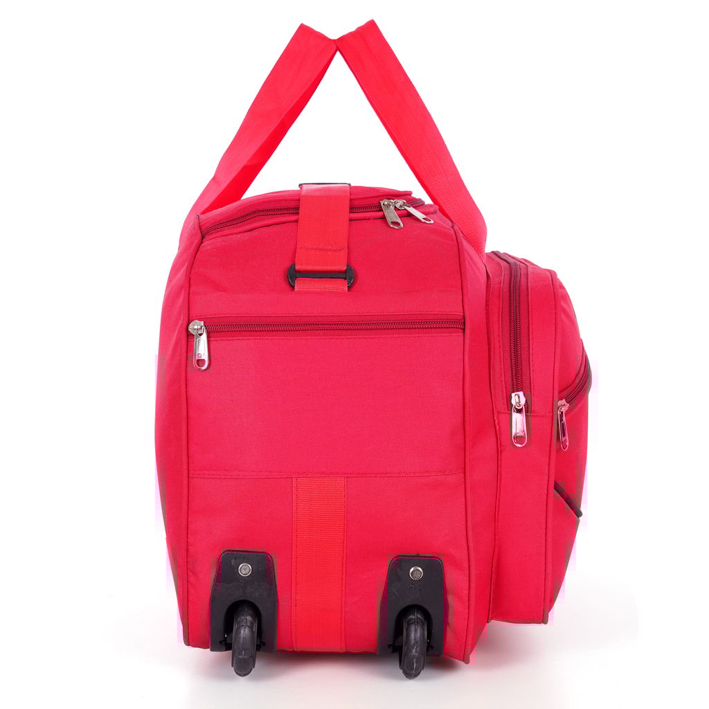 Red Wheeled Duffel Bag with Camo Detail