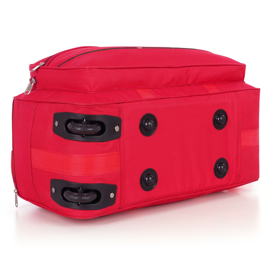 Red Wheeled Duffel Bag with Camo Detail
