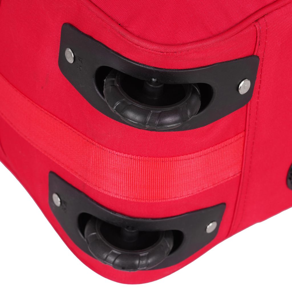 Red Wheeled Duffel Bag with Camo Detail