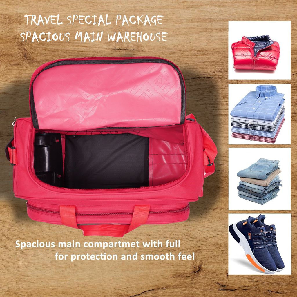 Red Wheeled Duffel Bag with Camo Detail