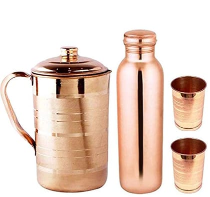 KC Copper Water Bottle, Jug and Glass Combo