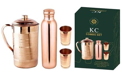 KC Copper Water Bottle, Jug and Glass Combo