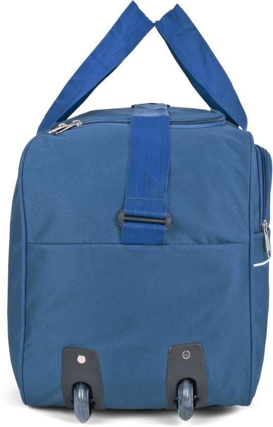 Large Capacity Travel Duffel Bag with Wheels for Men and Women, 20 Inch Blue Wheeled Carry-On Luggage Bag with Multiple Compartments and Adjustable Shoulder Strap"