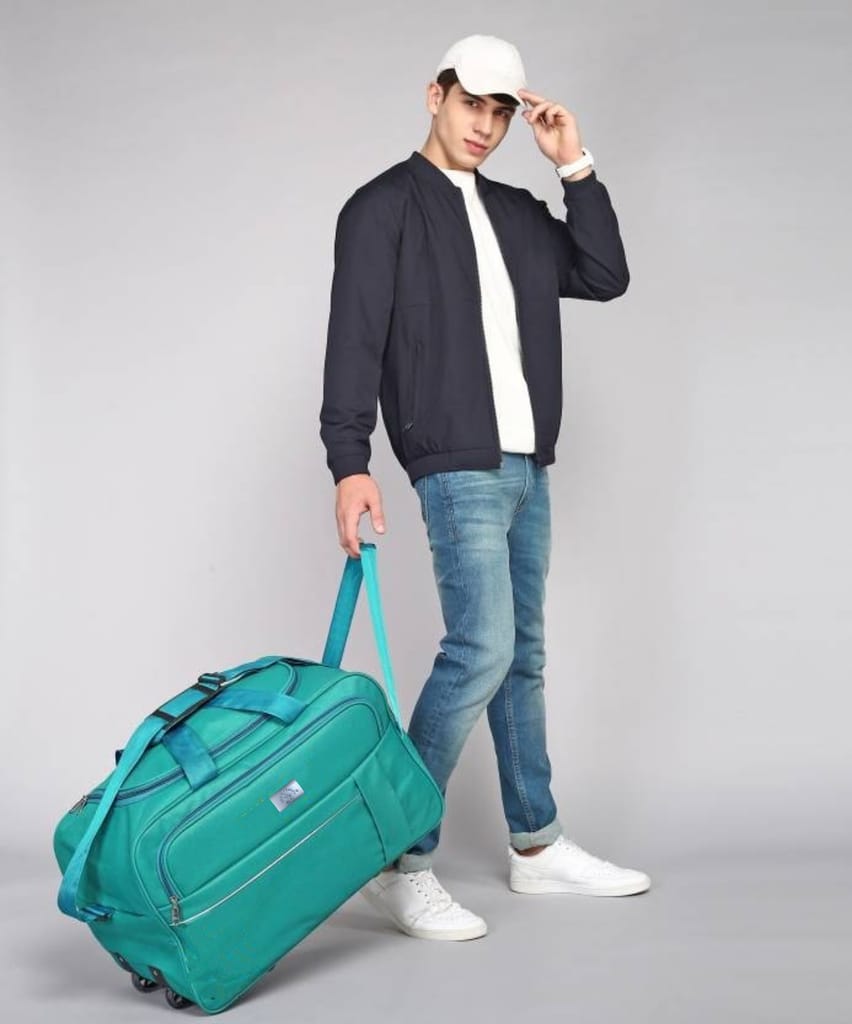 Large Teal Green Travel Duffel Bag with Adjustable Shoulder Strap