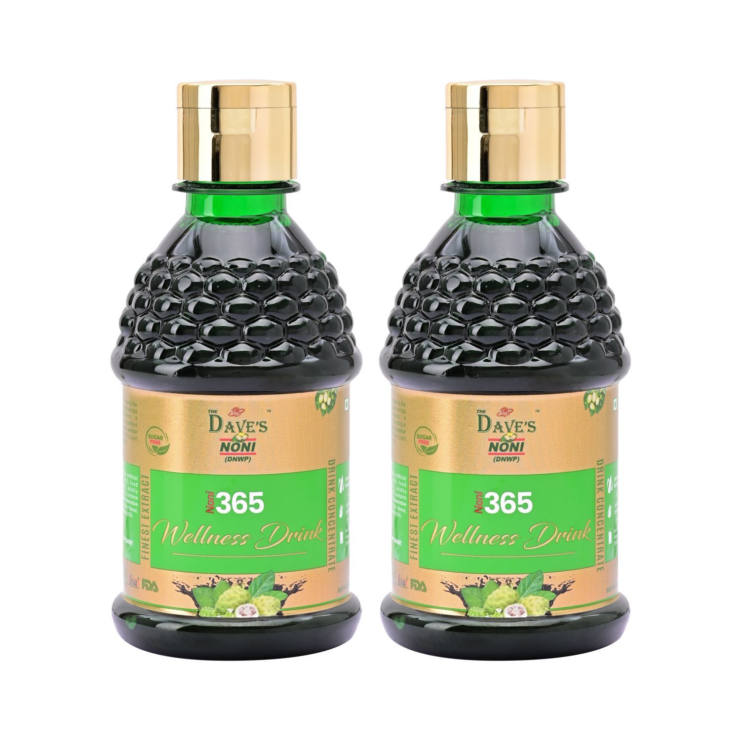 The Dave's Noni - 250ML Noni Juice,365 Wellness Drink - Antioxidants, Boosts Energy, Diabetes Care, Sugar-Free Detox Juice, and Energy Drink for Immunity(Pack of 2)