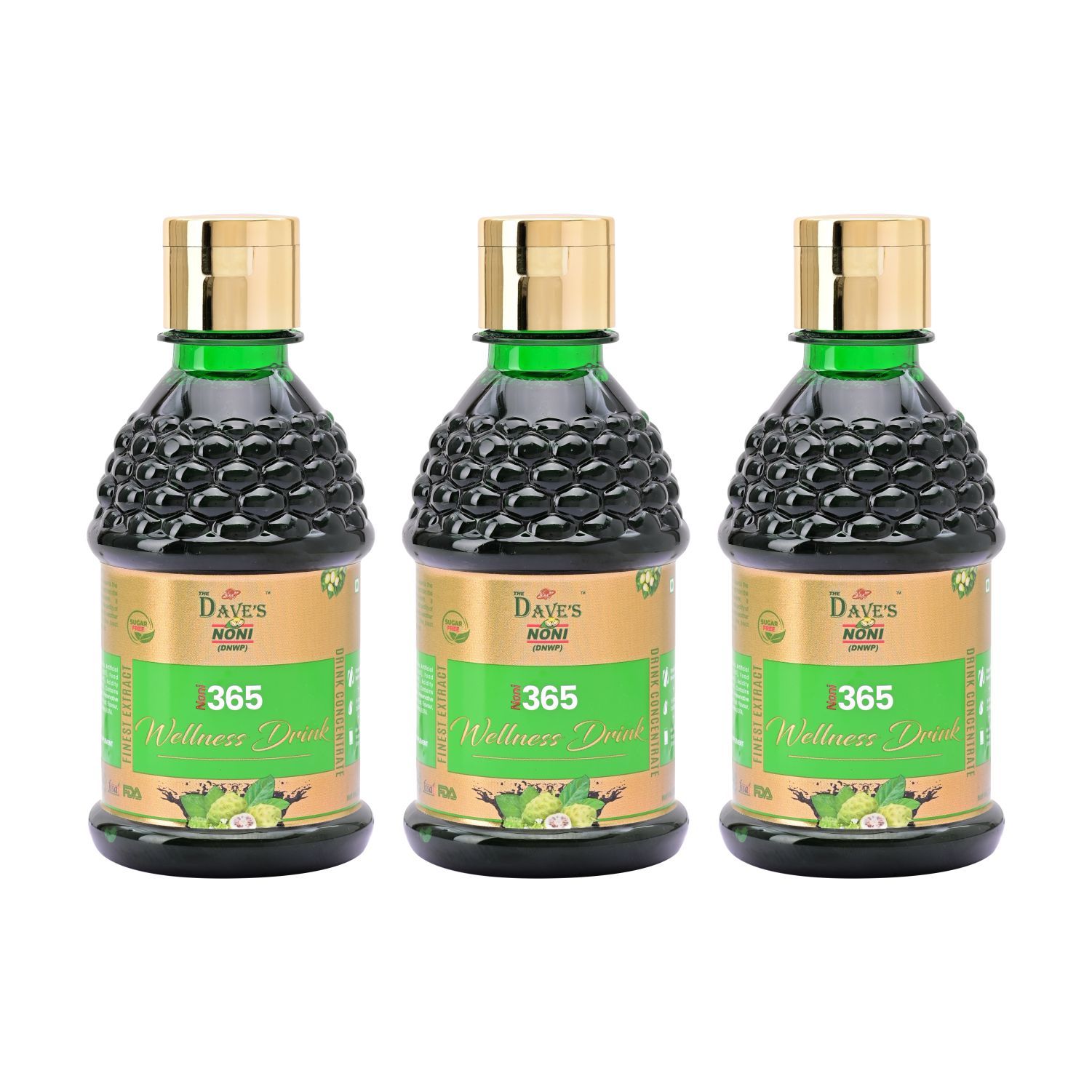 The Dave's Noni - 250ML Noni Juice,365 Wellness Drink - Antioxidants, Boosts Energy, Diabetes Care, Sugar-Free Detox Juice, and Energy Drink for Immunity(Pack of 3)