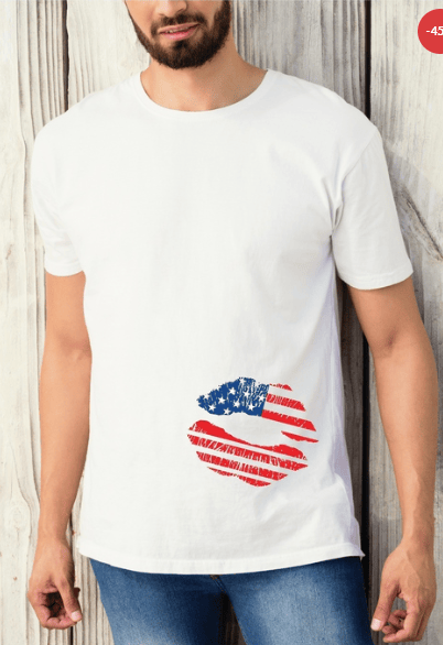 Unisex T-Shirt with American Flag Lips Graphic