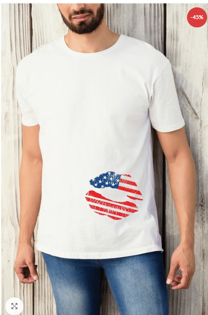 Unisex T-Shirt with American Flag Lips Graphic