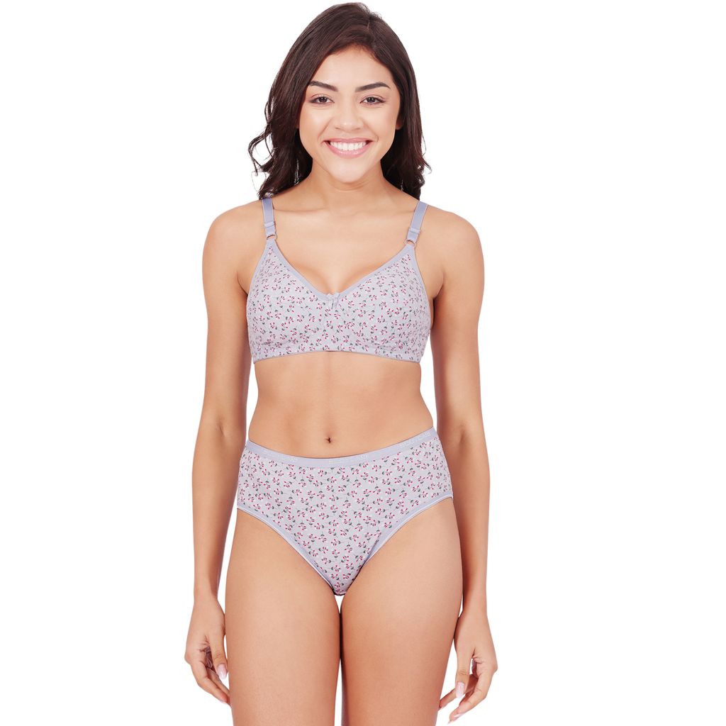 Bodycare Women's Assorted Prints Combed Cotton Bra & Panty Set  6450A