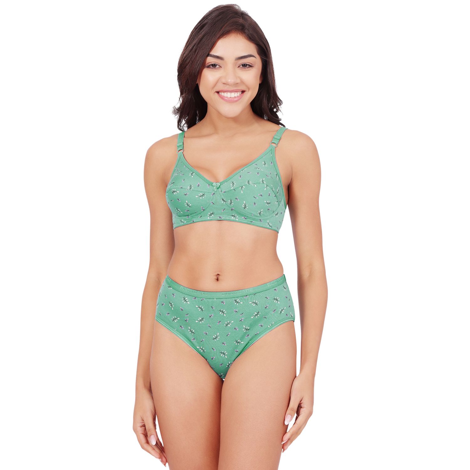 Bodycare Women's Assorted Prints Combed Cotton Bra & Panty Set  6450C