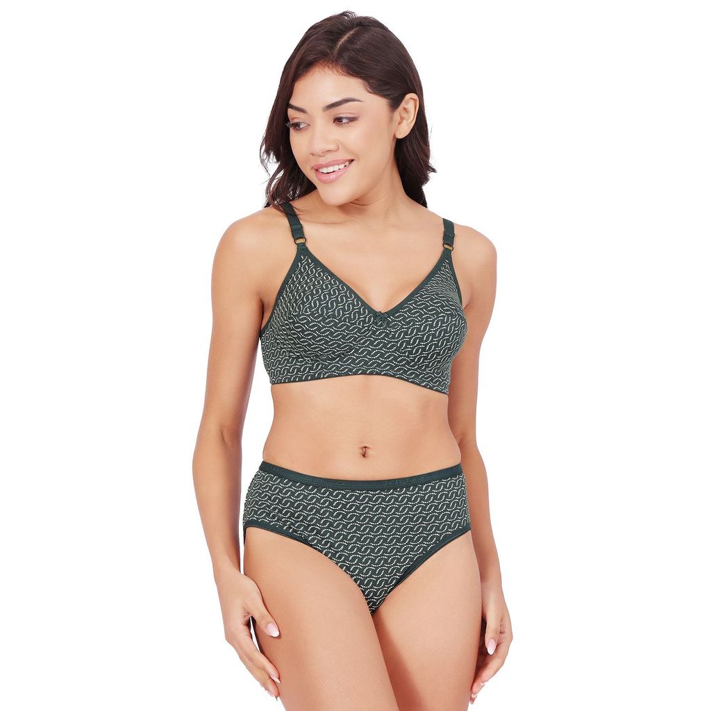 Bodycare Women's Assorted Prints Combed Cotton Bra & Panty Set  6450D