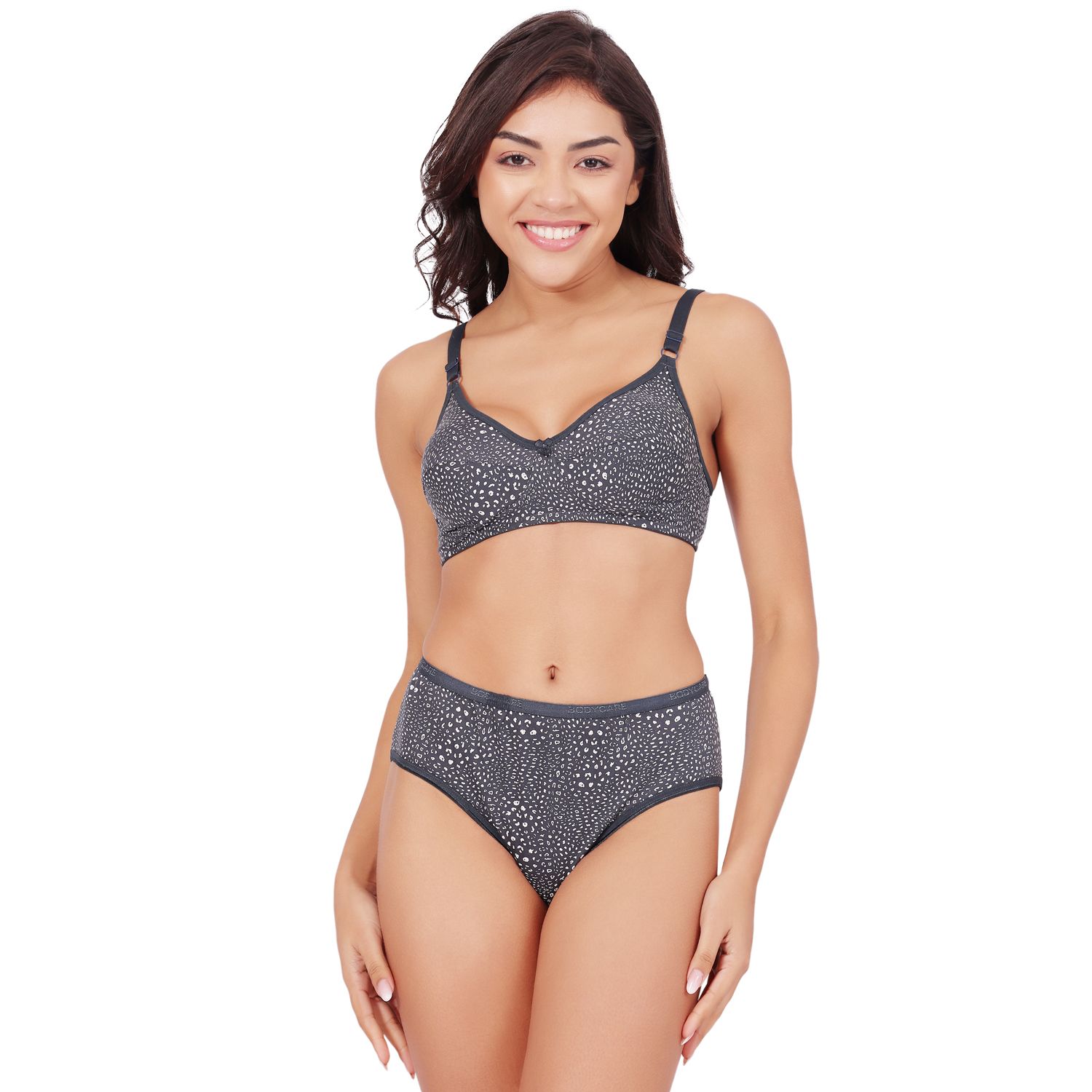 Bodycare Women's Assorted Prints Combed Cotton Bra & Panty Set  6450G