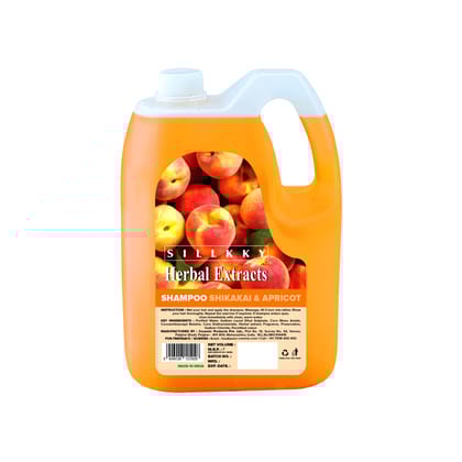 Sillkky Herbal Extracts Hair Shampoo Shikakai & Apricot - 5L Refill Can | Botanical Shine Complex | Enhances Shine & Nourishes