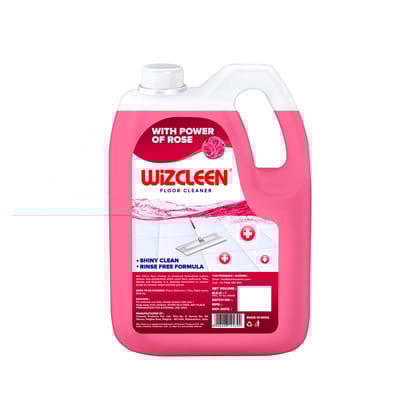 Wiz Cleen Disinfectant Floor Cleaner - 5L Refill Can | Rose Fragrance | Germ Protection with Deep Cleaning | Shiny Clean | Rinse Free Formula