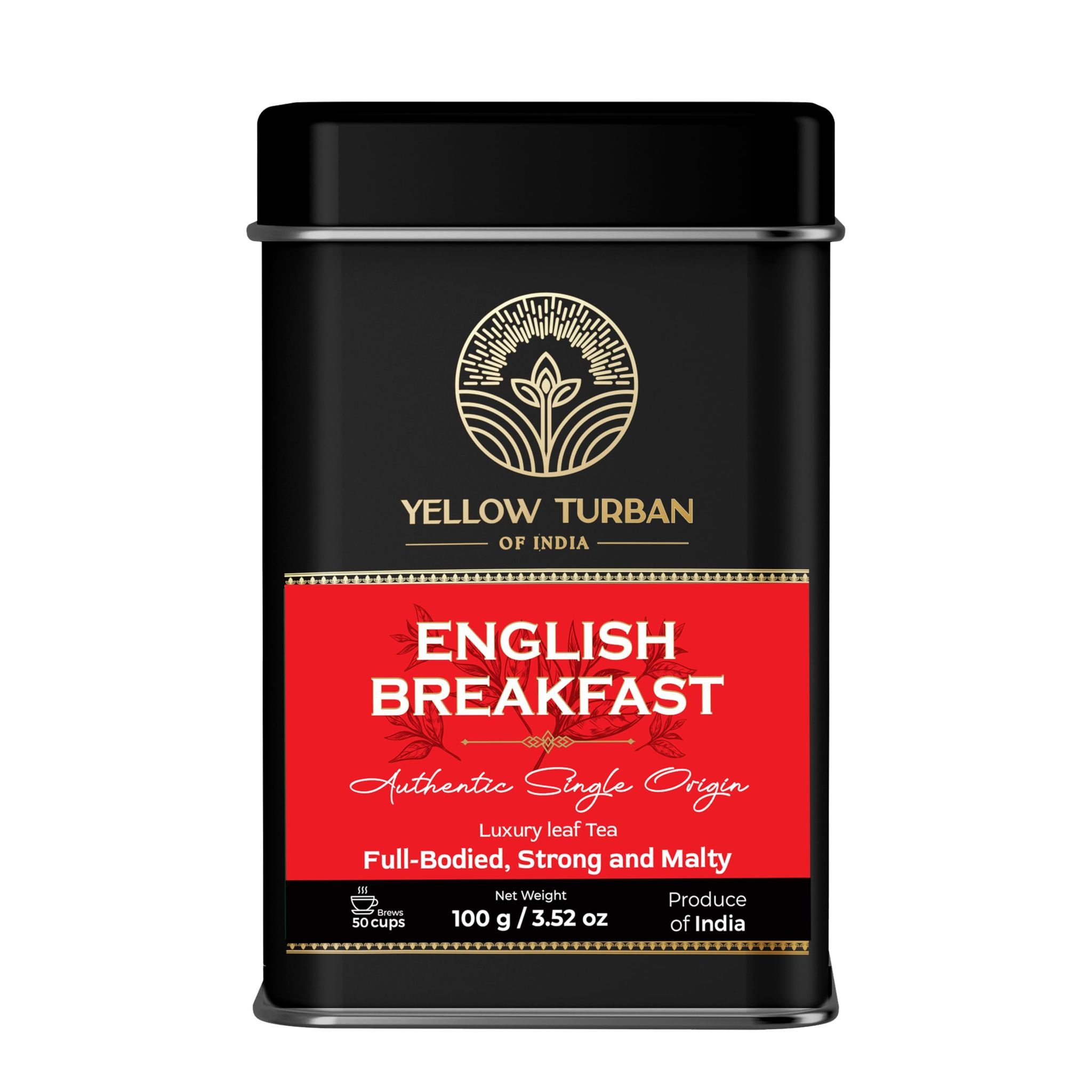 Yellow Turban English Breakfast Tea, 100g, Full-Bodied, Strong and Malty