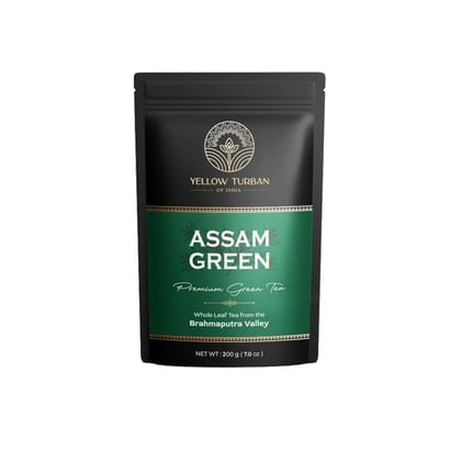 Yellow Turban Assam Green Tea Leaves (more than 100 cups, 200g) Gluten-Free, Pure, Unblended, Single-Origin Green Loose-Leaf Tea, Traditionally Grown in the Bramhaputra Valley's Himalayan range. Yellow Turban Assam Green Tea Leaves (more than 100 cups, 200g) Gluten-Free, Pure, Unblended, Single-Origin Green Loose-Leaf Tea, Traditionally Grown in the Bramhaputra Valley's Himalayan range.