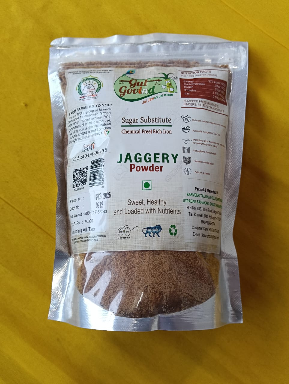 Organic Jaggery Powder Online - Chemical Free, Rich in Iron, Natural Sweetener, 500g