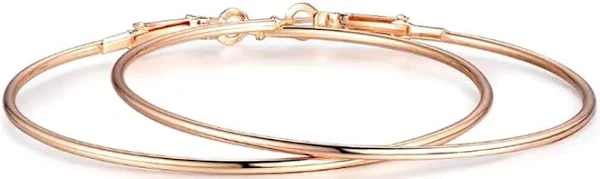  Gold hoop earrings, 14k gold plated, 2 inch diameter, lightweight, nickel-free, for women