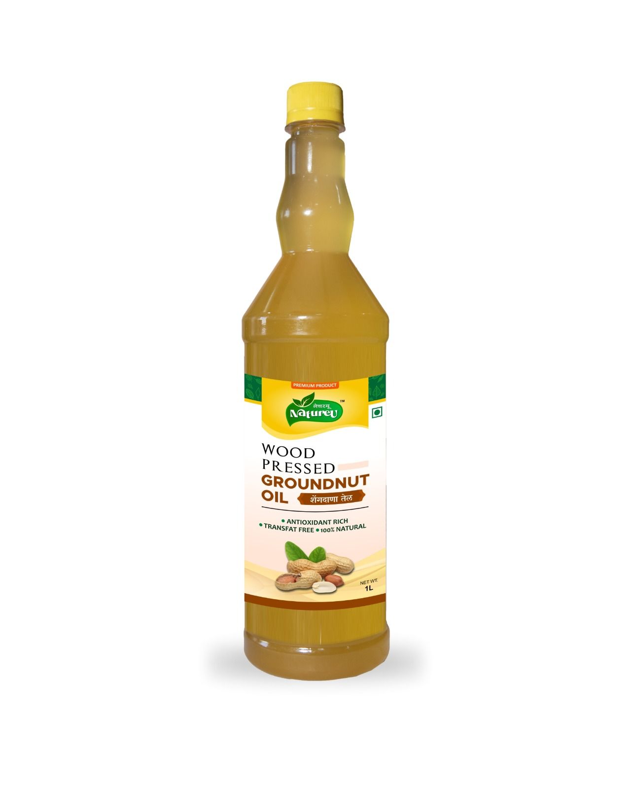Natureu Wood Pressed Groundnut Oil - 1L, Antioxidant Rich, Transfat Free, 100% Natural
