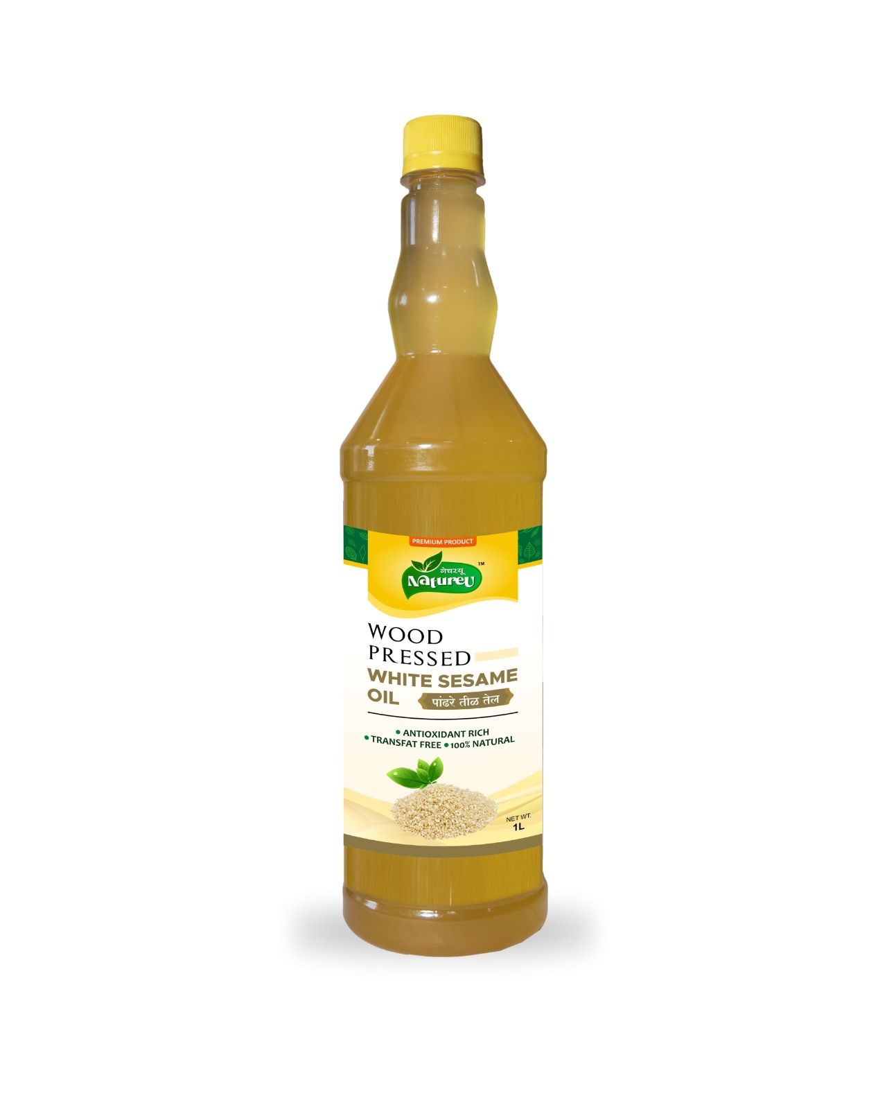 Natureu Wood Pressed White Sesame Oil - 1L (Antioxidant Rich, Transfat Free, 100% Natural)