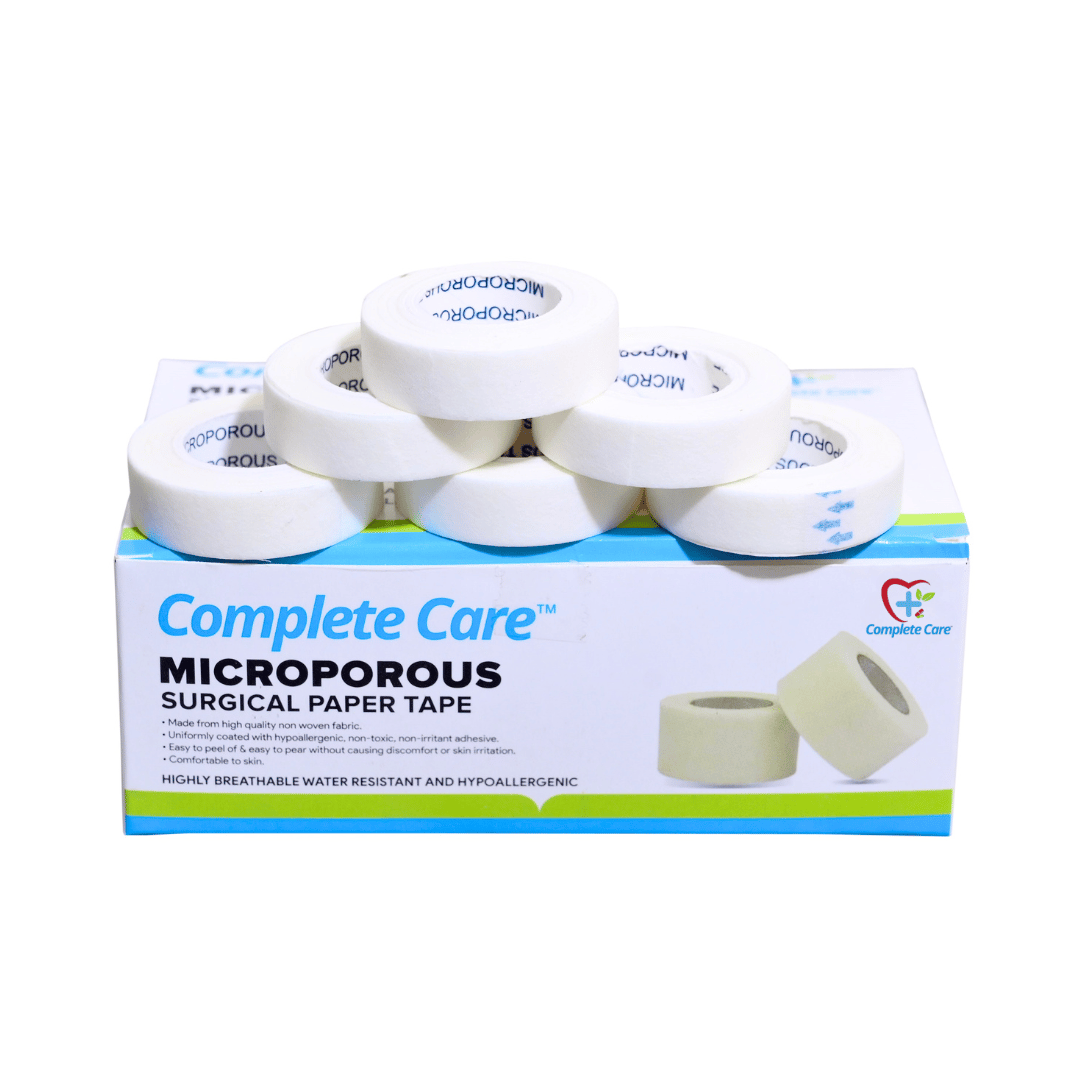 Complete Care Microporous Surgical Paper Tape 1/2 Inch x 5 Meter, Breathable & Skin-Friendly, Medical-Grade Adhesive , 24 Pieces In Each Pack