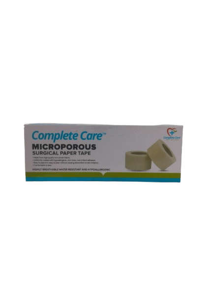Complete Care Microporous Surgical Paper Tape 1 Inch x 5 Meter, Breathable & Skin-Friendly, Medical-Grade Adhesive, 12 Rolls In Each Pack