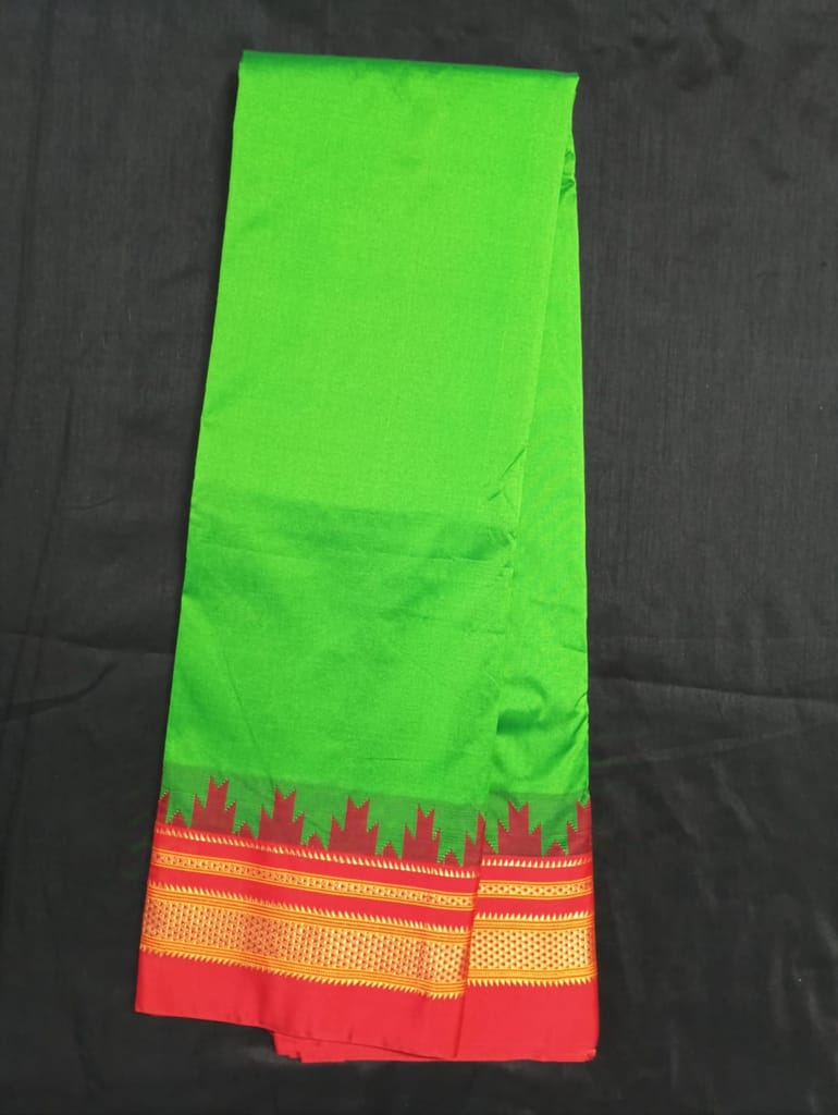 Pradeen Textiles Green Silk Saree With Red Border - Sarees | Buy online on ZillyBuy