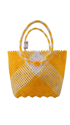Plastic Handbag with White Flower Accent Plastic Handbag with White Flower Accent