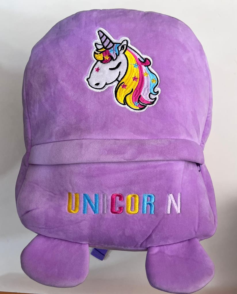 Purple Unicorn Plush Backpack for Kids