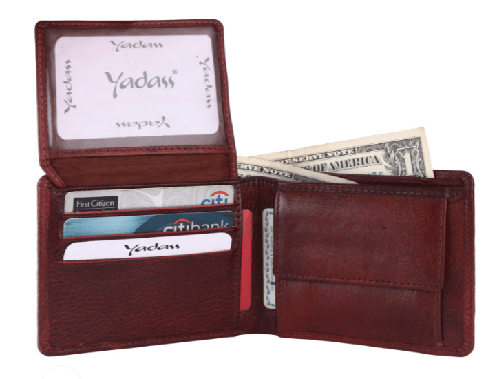 Brown Leather Bifold Wallet for Men with RFID Blocking Technology
