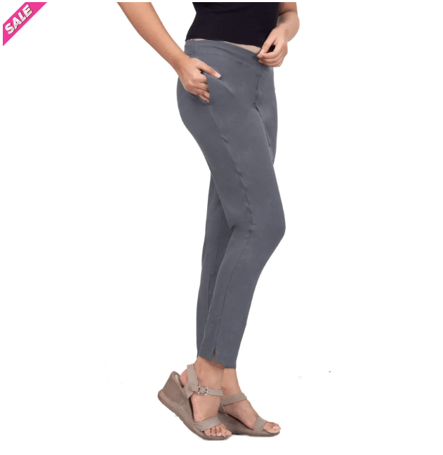 Women's Solid Charcoal Gray Ankle Length Leggings