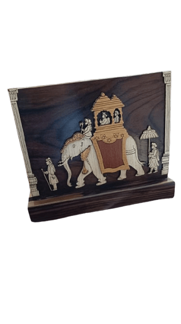 Handcrafted Wooden Elephant Statue with Intricate Carvings