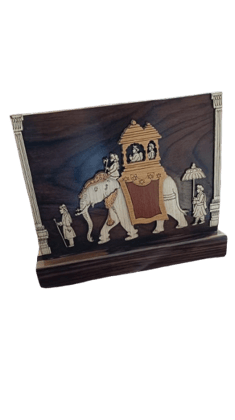  Handcrafted Wooden Elephant Statue with Intricate Carvings