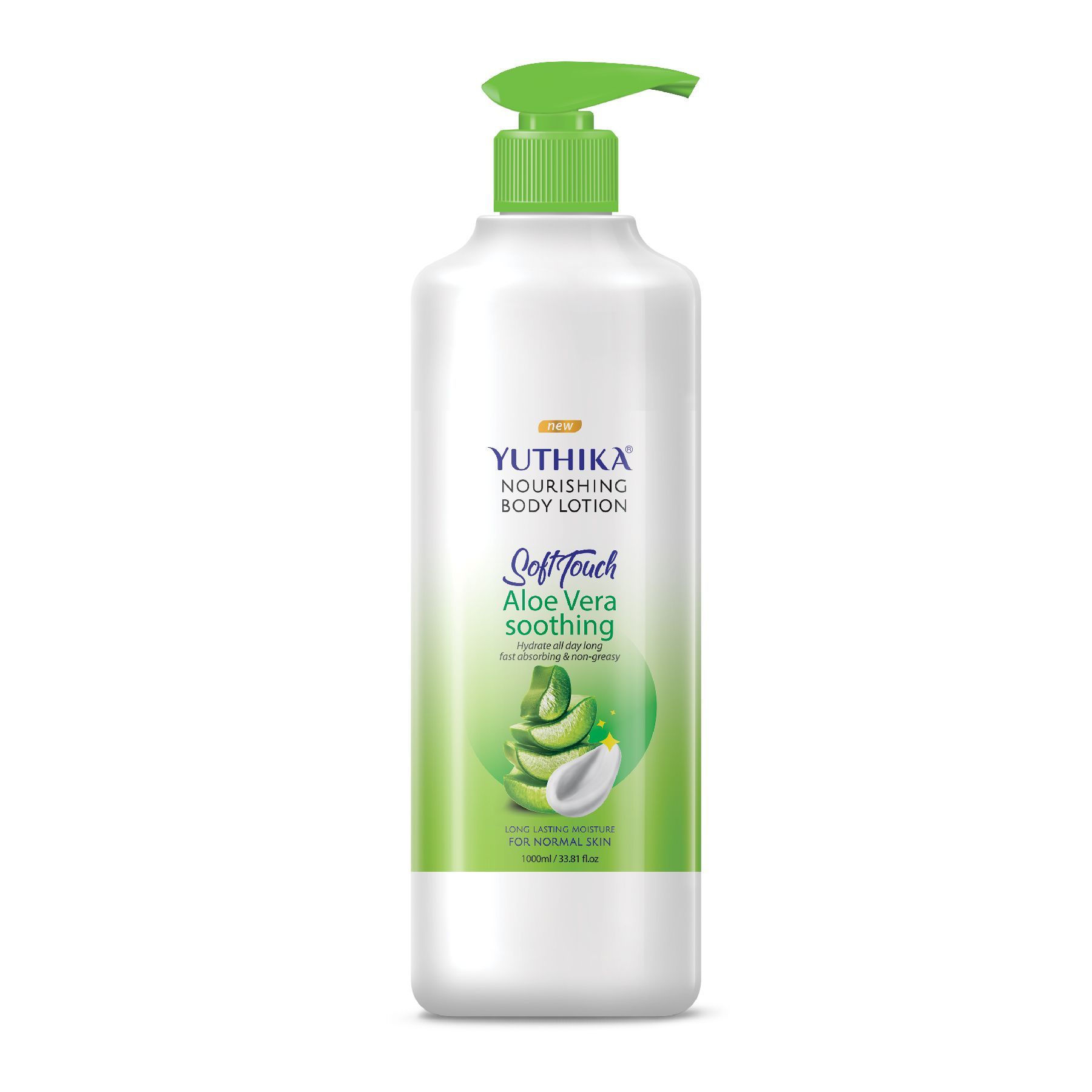 Yuthika Aloe Vera Body Lotion 1000ml, Long Lasting Nourishing Body Lotion, Instant Hydration, Fast Absorbing Bodylotion