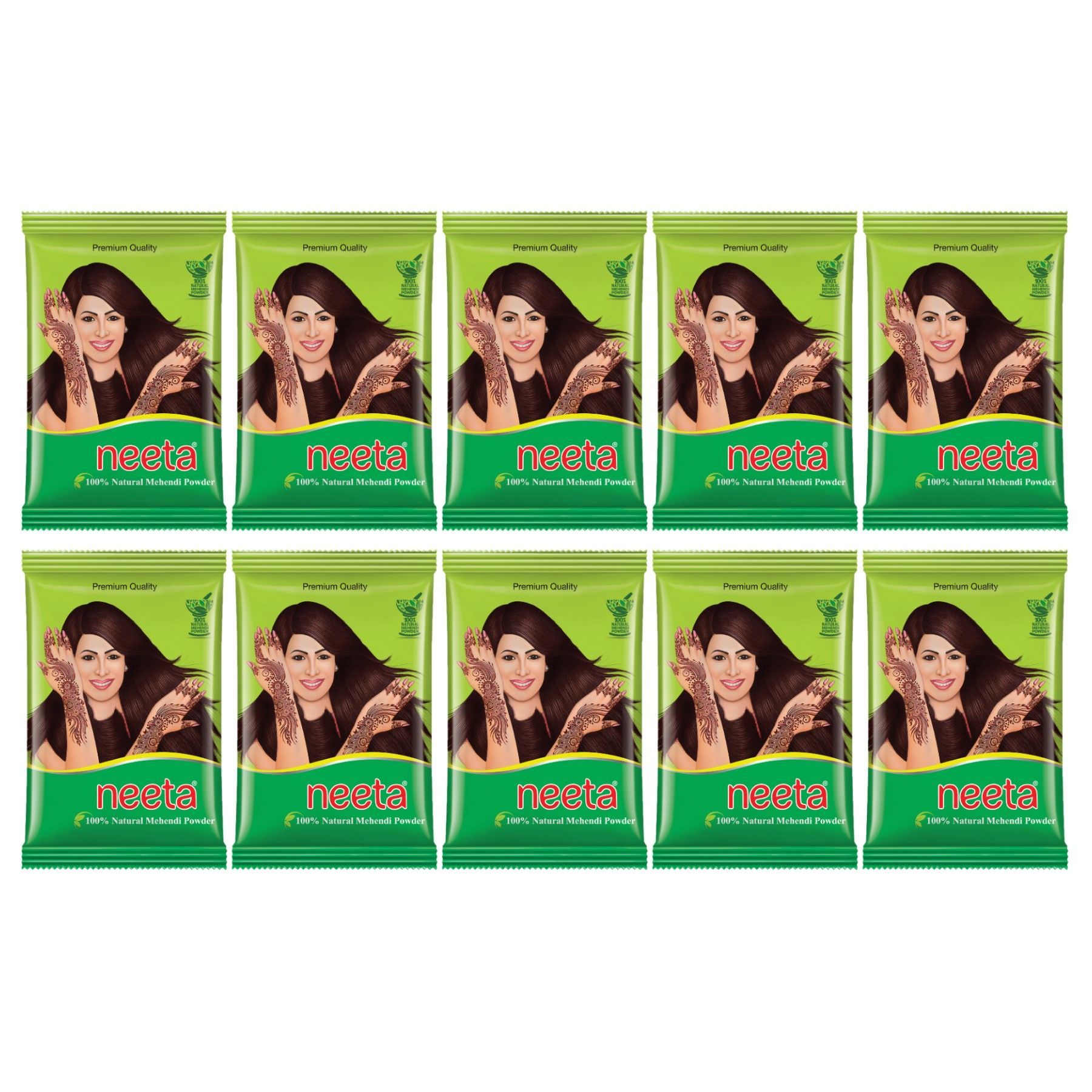 Neeta Mehendi Powder 40g Pack of 10, 100% Natural Henna Mehandi Powder for Hair, Hand & Feet