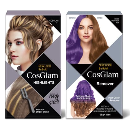 COSGLAM Hair Highlights Colour for Women 115ml and Semi Permanent Hair Color Remover 70ml